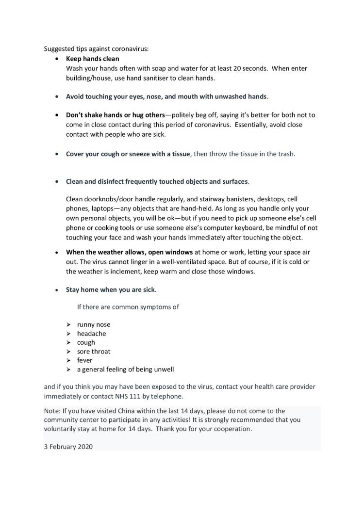 Suggested tips against coronavirus20200203
